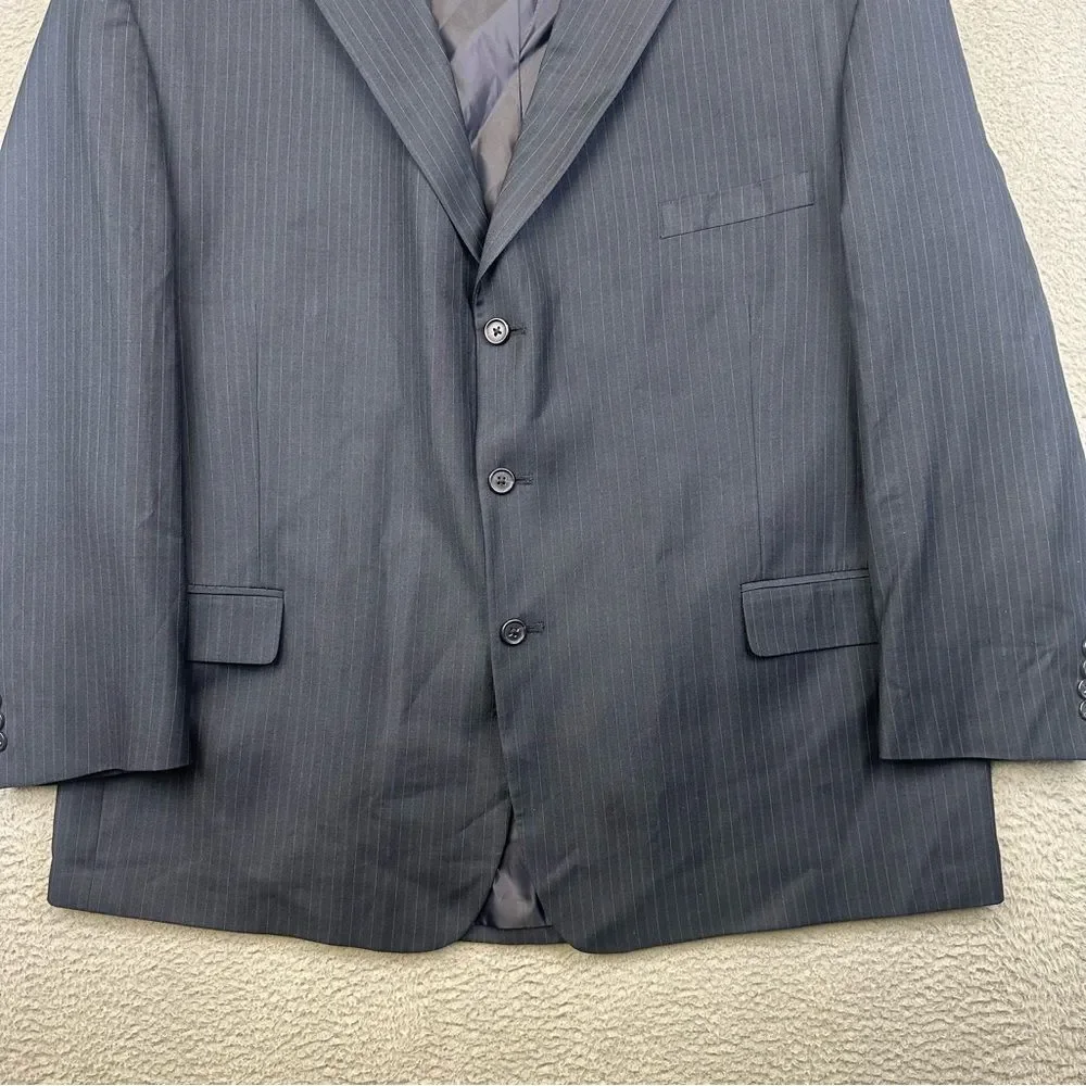 Kilburne Finch Blazer Mens 52R‎ Blue Striped 3 Button Wool Blend Business Jacket
